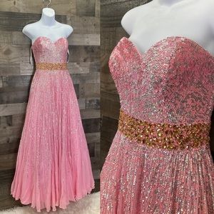 Sherri Hill Pink Sweetheart Strapless Gown